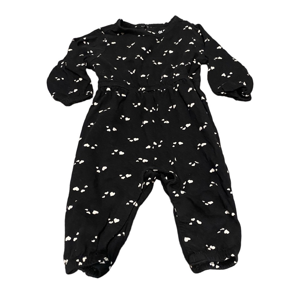 4/$20 Old Navy Babu Girls Romper 3-6 m Outfit Clothes Black White Hearts 🛑